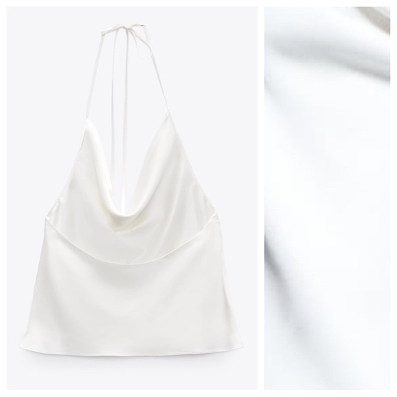NWT. Zara White Satin Effect Crop Top. Size XXL. - Picture 6 of 9